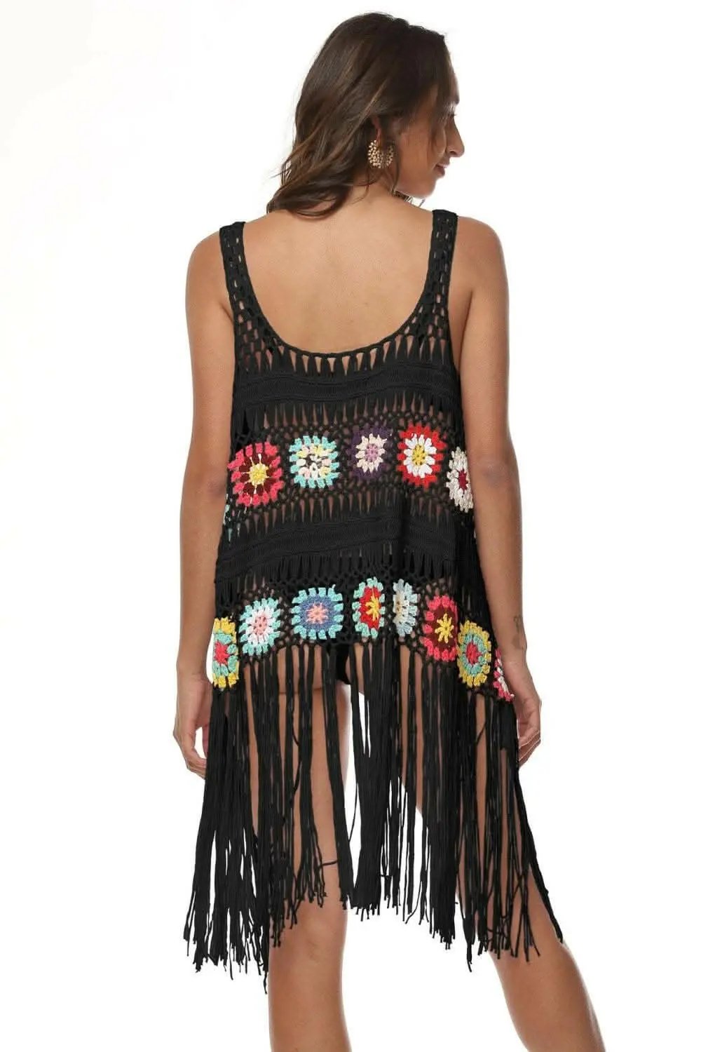 T-Shirts Trendsi swimwear - Embroidered beach cover-up with fringe