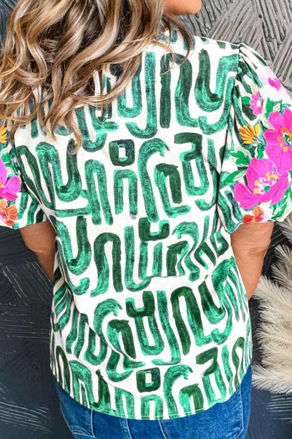 T-Shirts Trendsi just arrived - Embroidered mock neck blouse - short sleeves