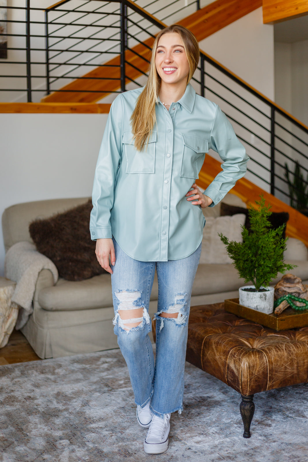 Chaqueta camisera de polipiel Anhelo Infinito