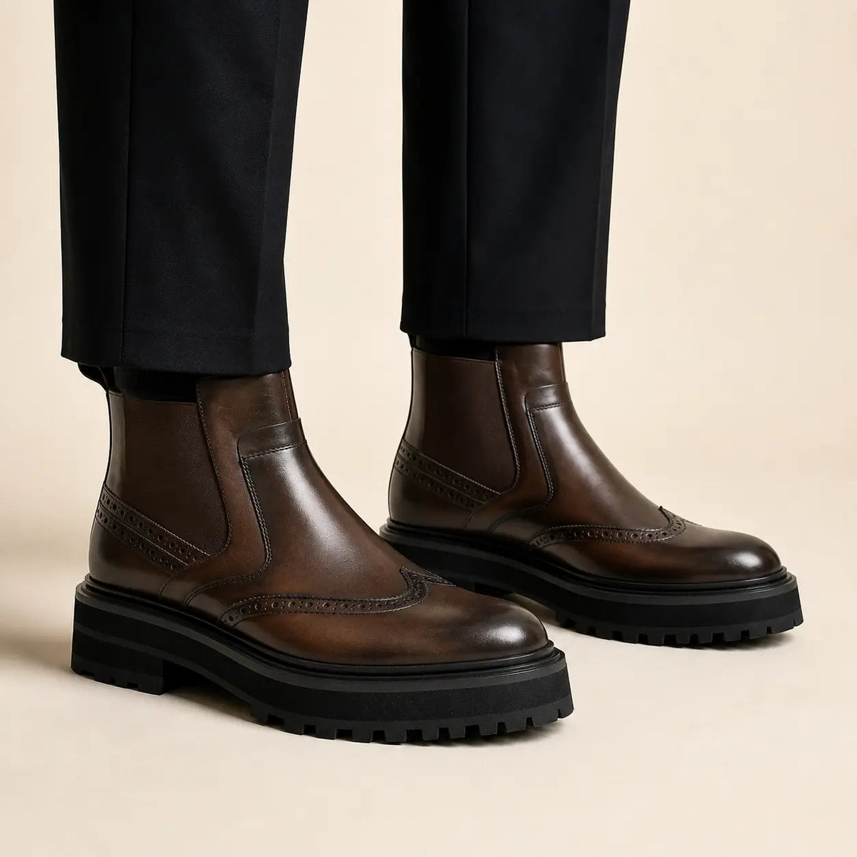 Dark Brown Calf Leather Chelsea Boots