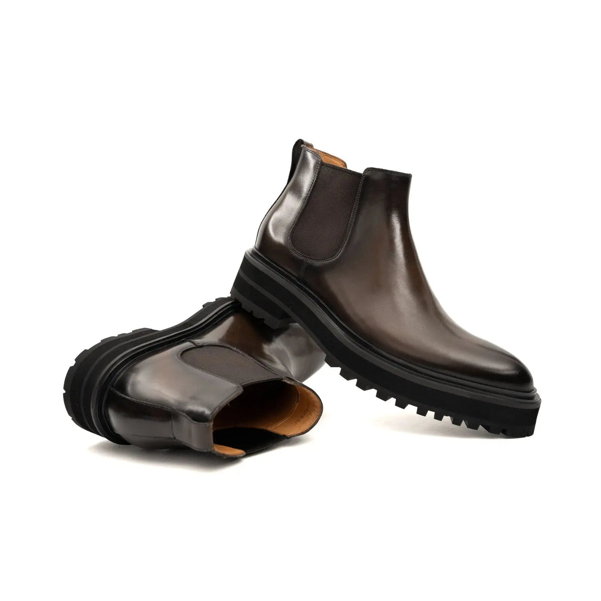 Dark Brown Cow Leather Chelsea Boots
