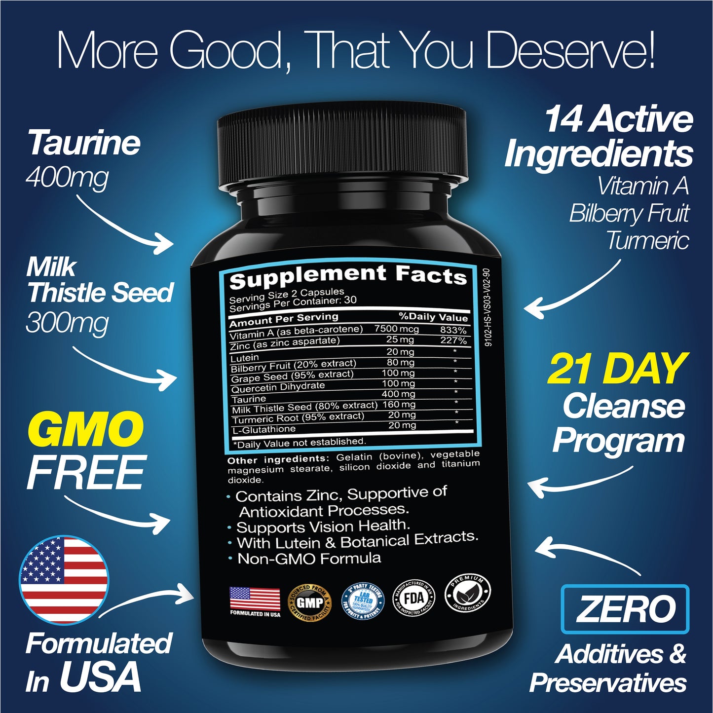 Eye Health & Vision Vitamins Supplement 60 Capsules