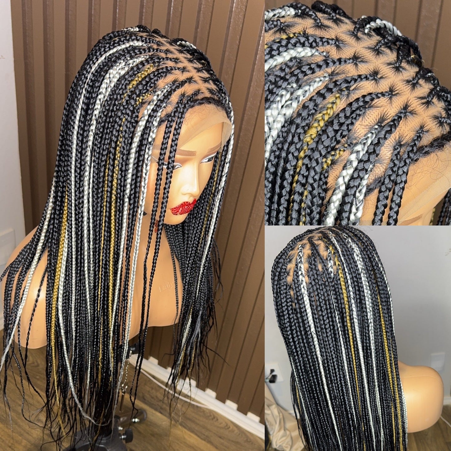22 inches highlights knotless braided wig
