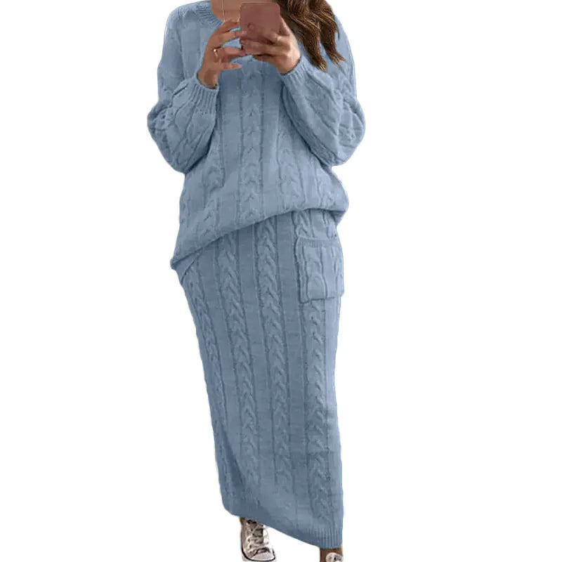 Autumn Winter Women's Fashion Sweater Dress Set