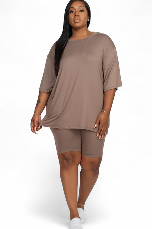 Conjunto de top holgado y pantalones cortos de ciclista curvos {BTP3021X}