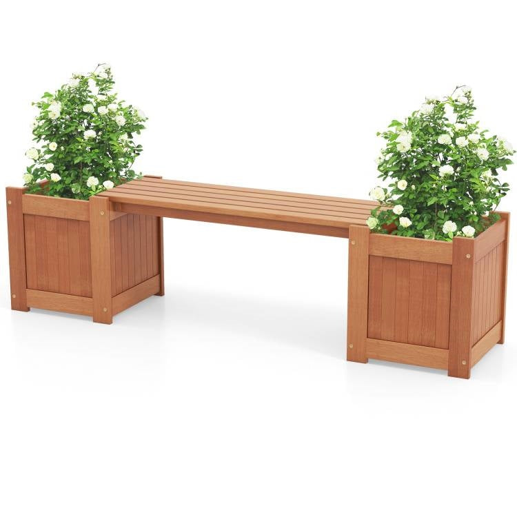 Jardinera de Madera Duradera para Exterior Estilo Casa de Campo con Banco de Jardín