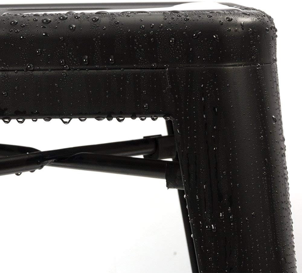 Juego de 4 taburetes de bar de metal negro apilables sin respaldo de 61 cm para interior/exterior