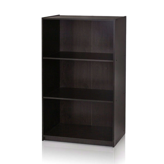 Estantería moderna de 3 baldas con acabado de madera de color espresso