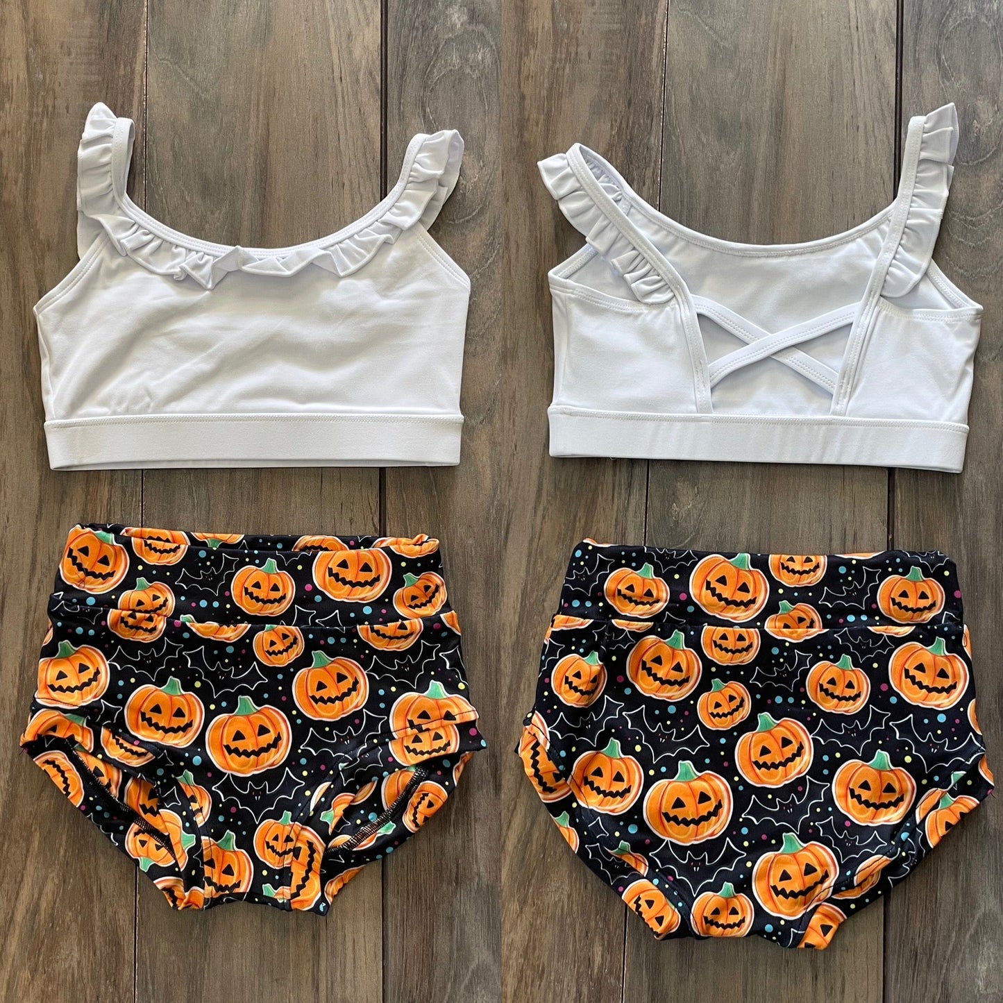 Pumpkin & Bats Halloween Classic 2PC Set - White