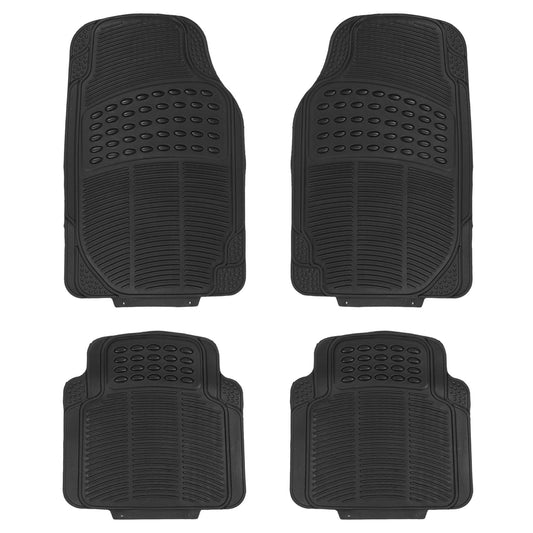 4Pcs Automotive Floor Mats Front and Rear PVC Rubber Floor Mats Heavy Duty Drive Vehicle Car Mats with Trimmable Design Fit Most Cars SUVs Trucks