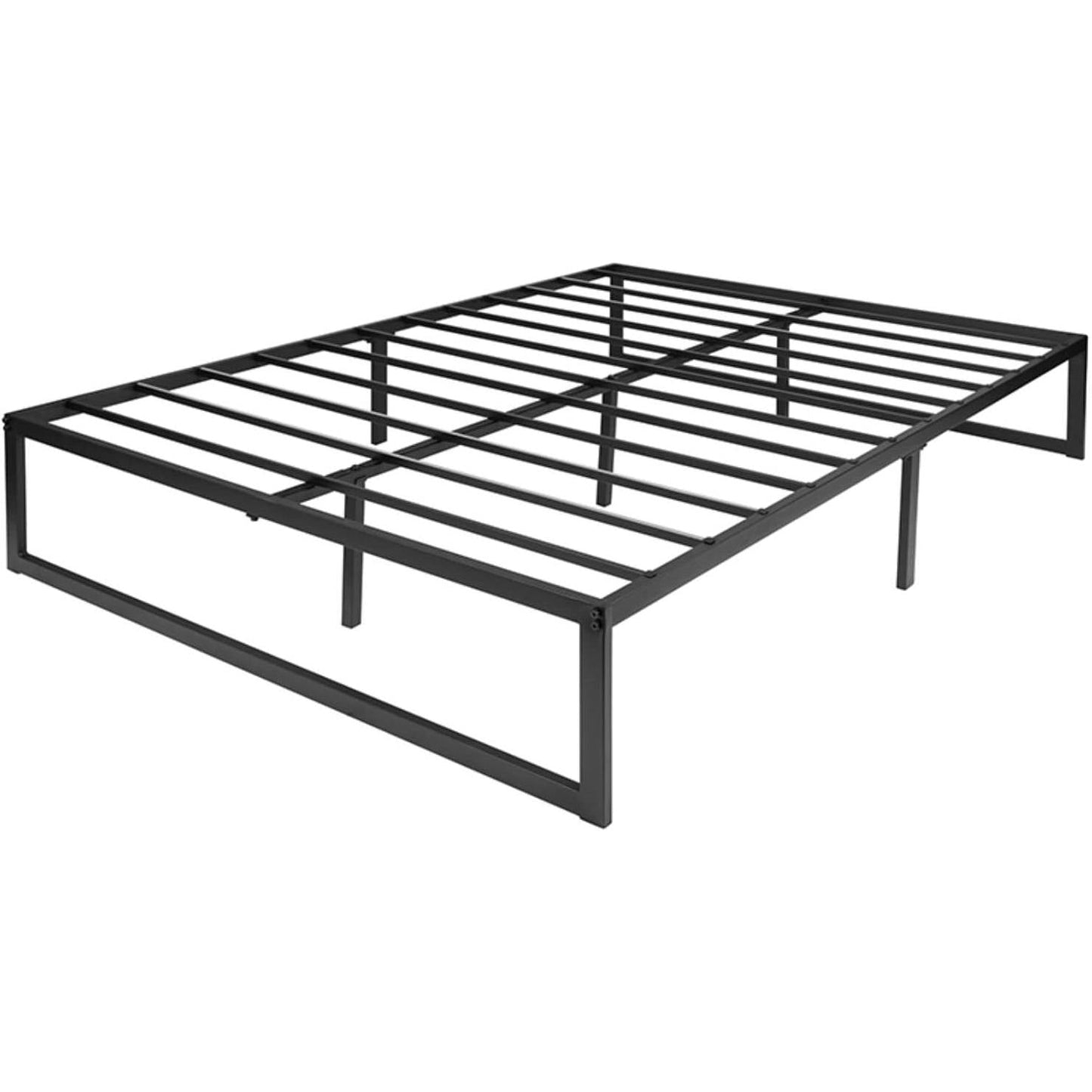 Base de cama tamaño Queen de metal negro de alta resistencia de 14 pulgadas de alto