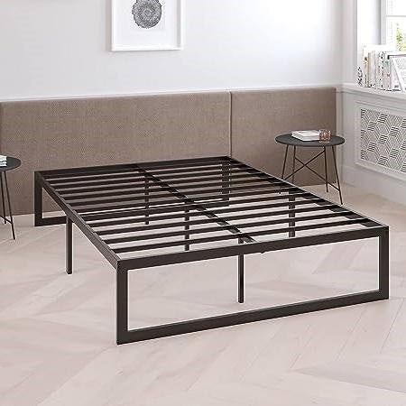 Base de cama de plataforma con listones de acero de metal negro de 14 pulgadas tamaño Twin
