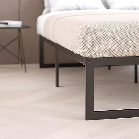Base de cama de plataforma con listones de acero de metal negro de 14 pulgadas tamaño Twin