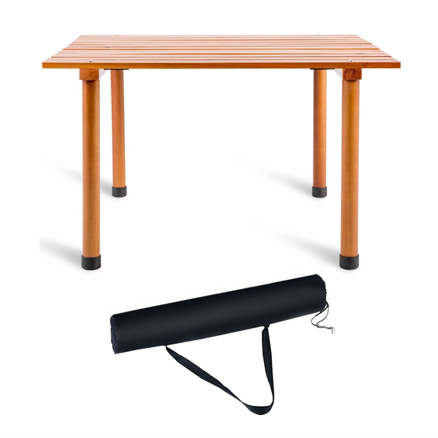 Mesa de patio de madera enrollable portátil para exteriores con bolsa de transporte