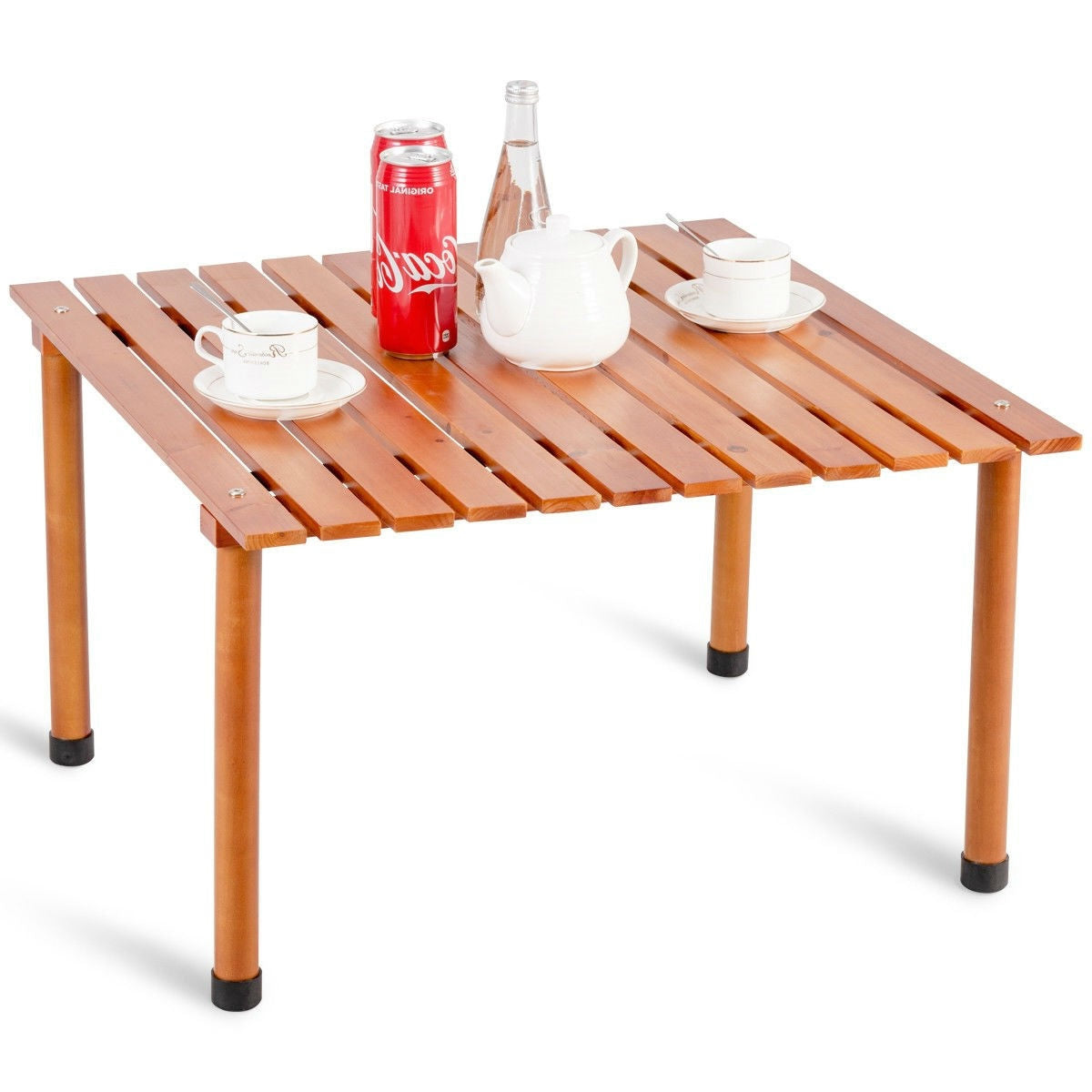 Mesa de patio de madera enrollable portátil para exteriores con bolsa de transporte