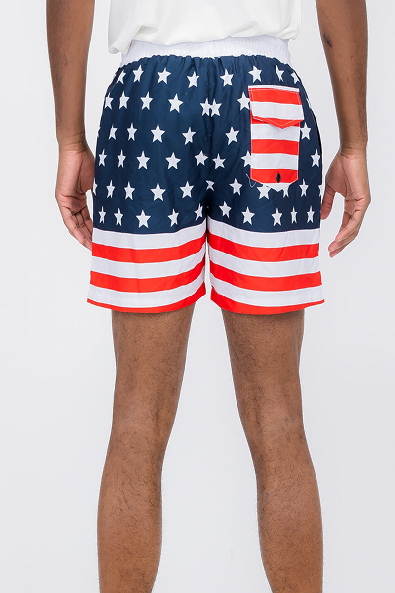 Flag Print Swim Shorts
