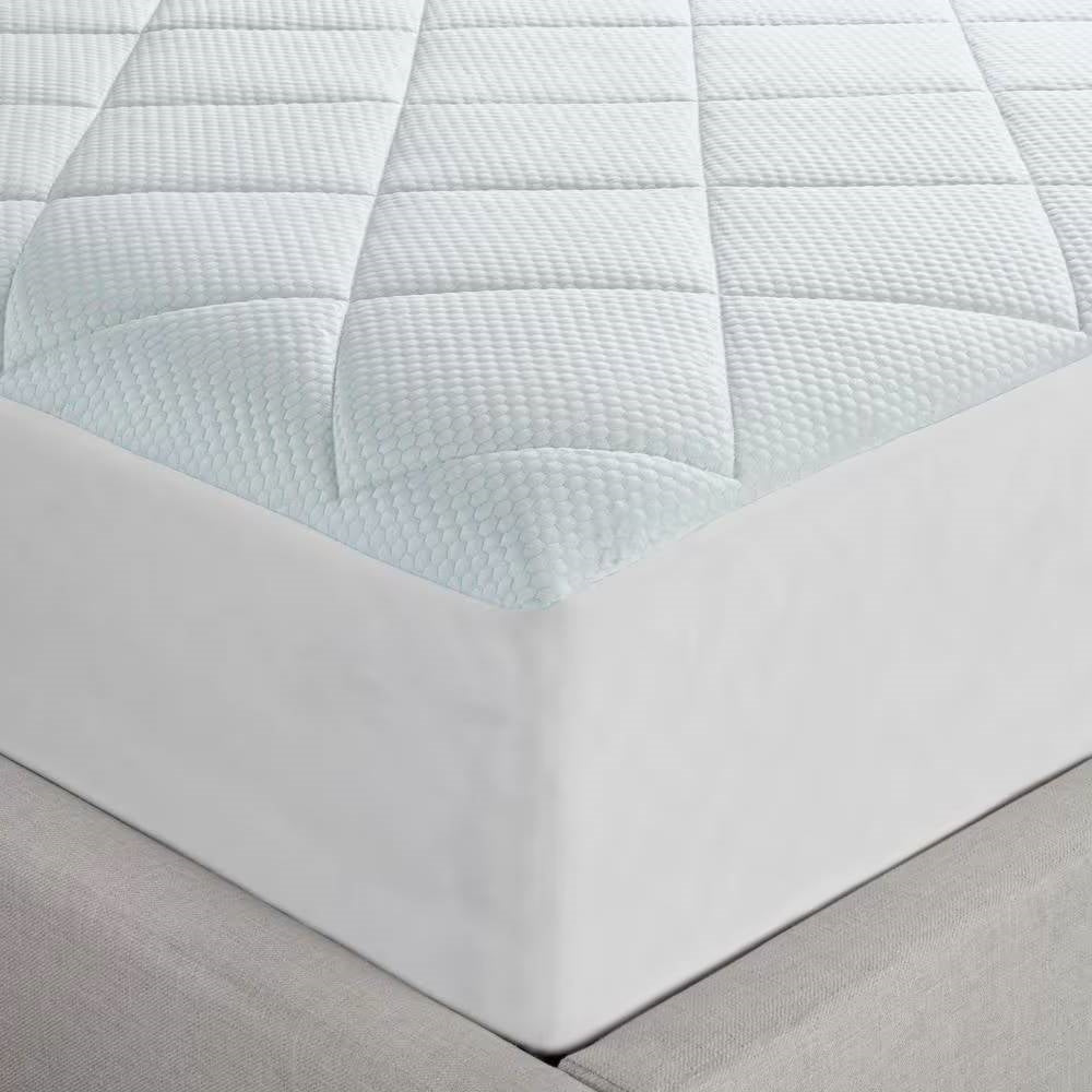 Protector de colchón acolchado, lavable, tamaño matrimonial con faldón elástico ajustable