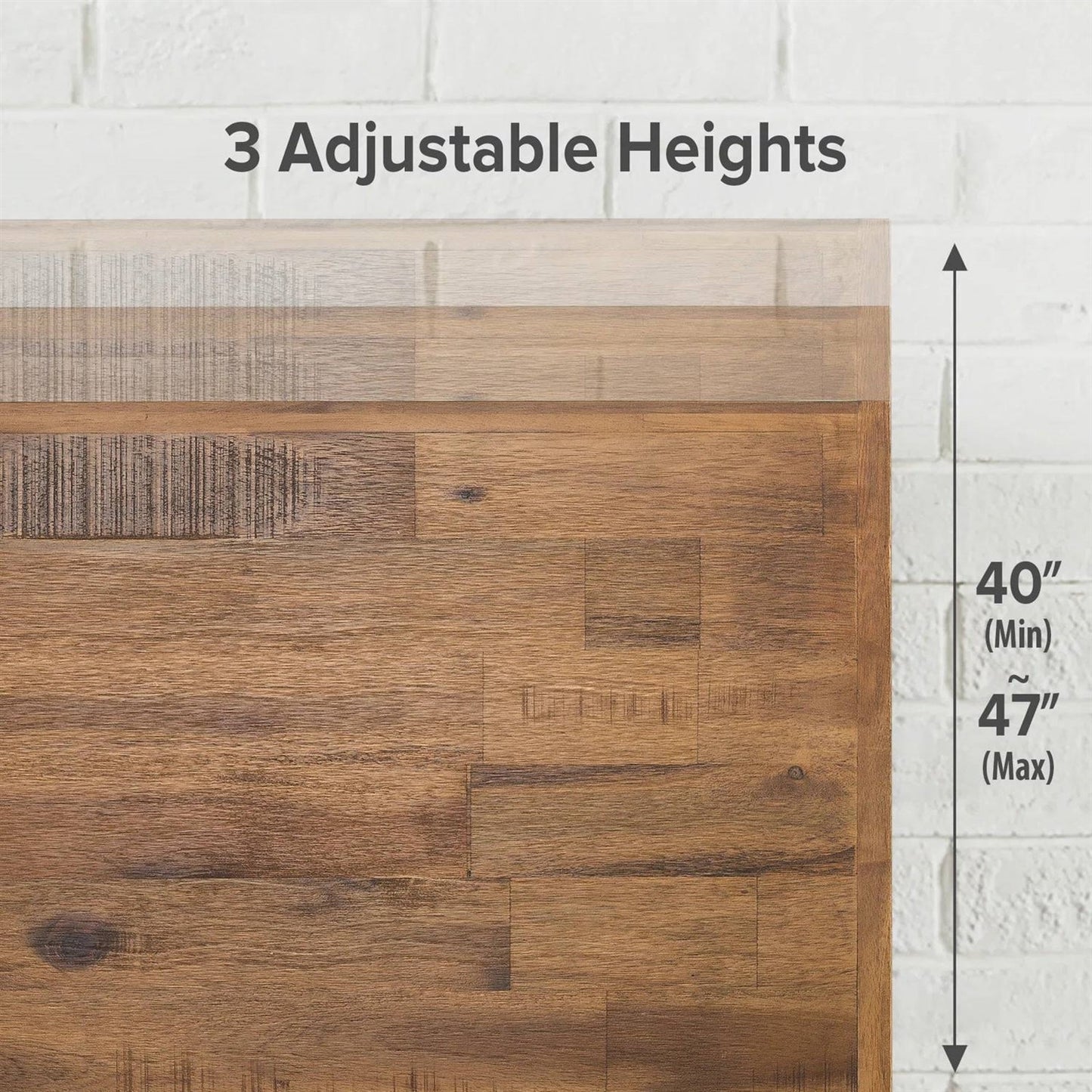Base de cama de plataforma moderna de madera maciza tamaño matrimonial con cabecero de altura ajustable