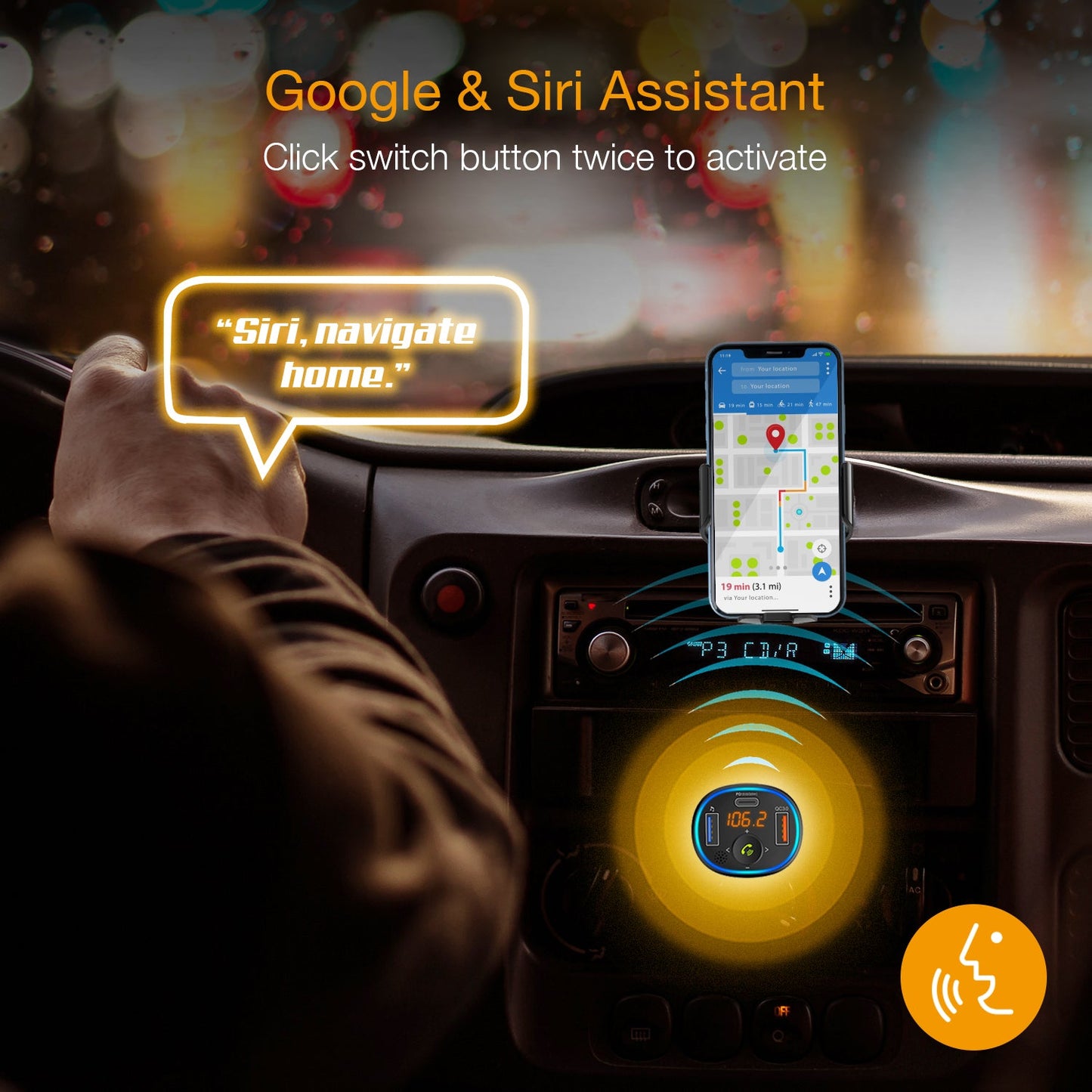 Cargador de coche con transmisor FM Rexing FM3 con Bluetooth 5.0