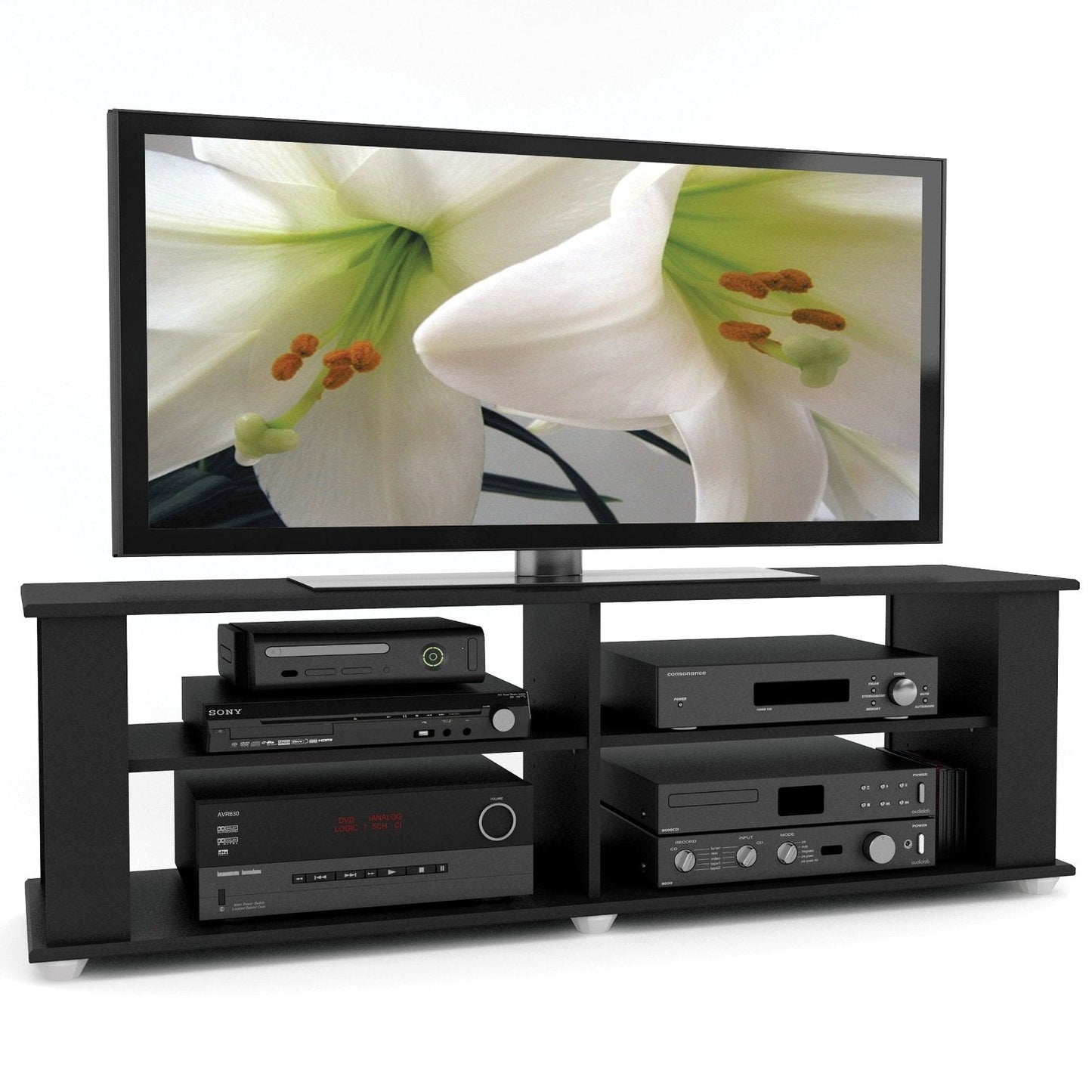 Mueble de TV negro moderno - Para televisores de hasta 68 pulgadas