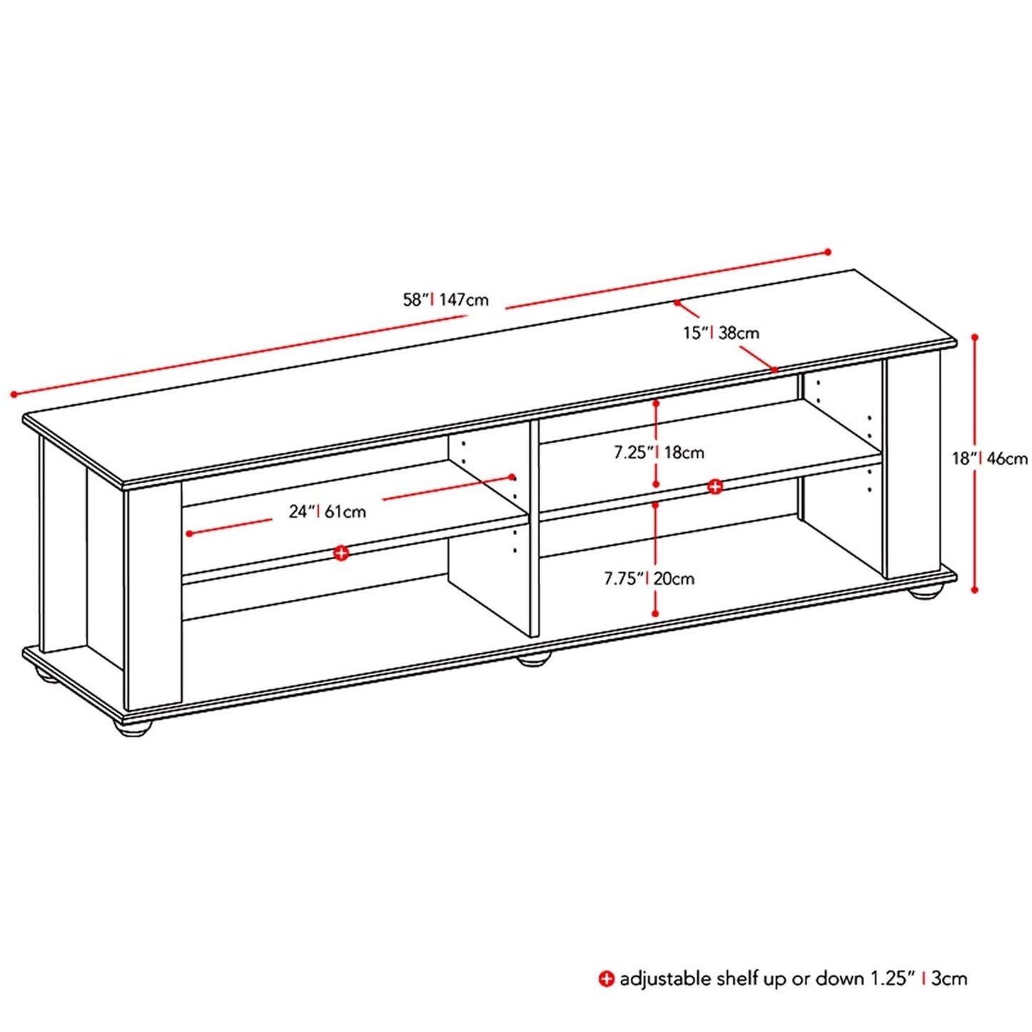 Mueble de TV negro moderno - Para televisores de hasta 68 pulgadas