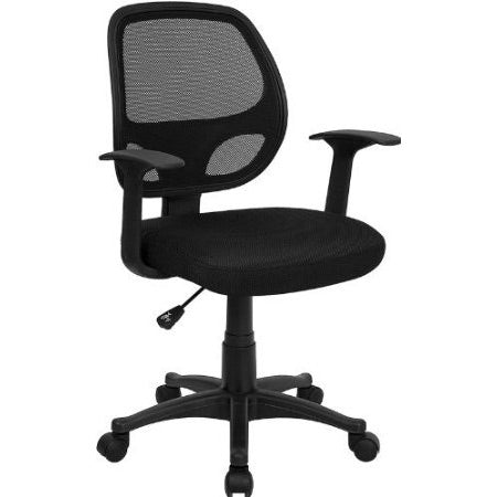Silla de oficina de malla negra con respaldo medio