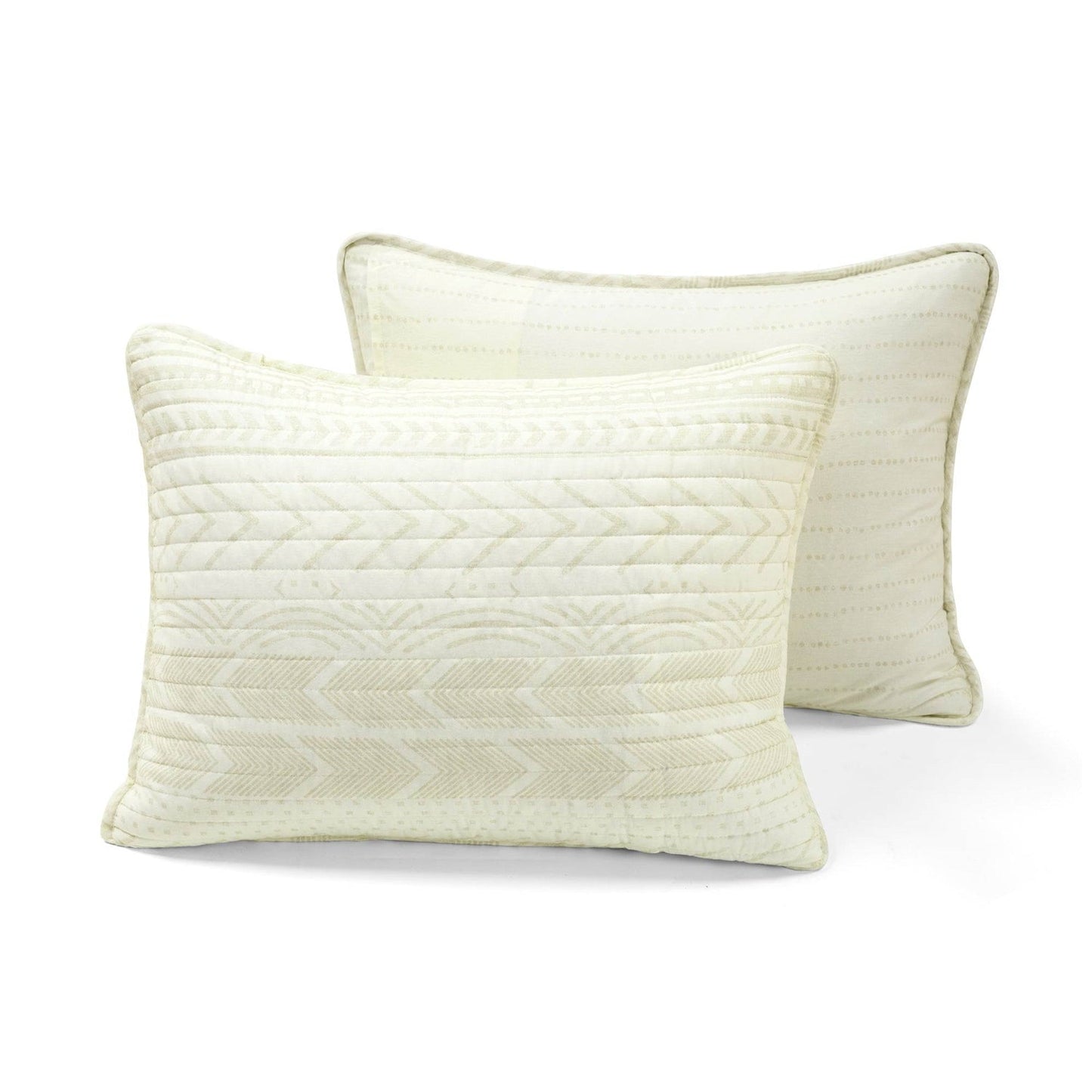 Juego de colcha reversible de algodón con diseño de chevron escandinavo en color marfil y beige, tamaño matrimonial/queen