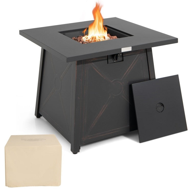 Mesa Cuadrada de Acero Negro de 50,000 BTU, Portátil, para Fogata de Gas Propano LP
