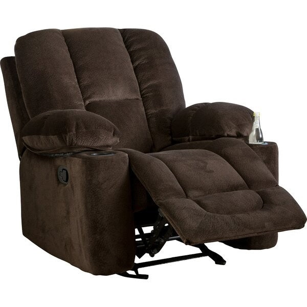 Sofá Reclinable Manual Tapizado Tradicional con 2 Portavasos y Reposapiés Marrón