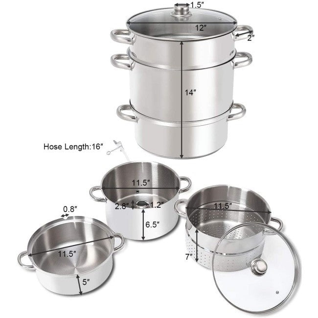 Vaporera / Licuadora de frutas y verduras de acero inoxidable de 11 cuartos