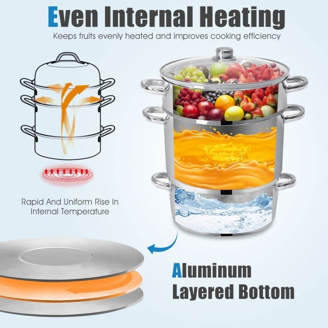 Vaporera / Licuadora de frutas y verduras de acero inoxidable de 11 cuartos