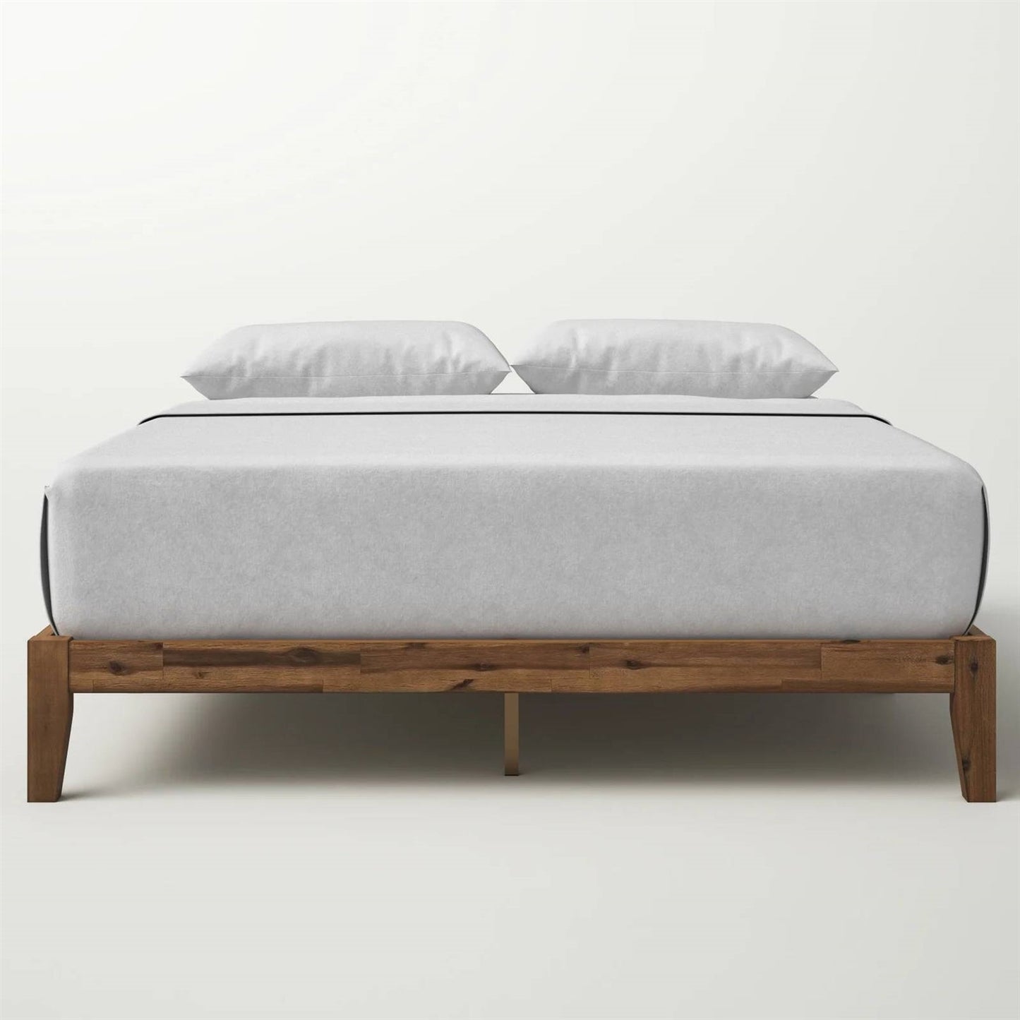Base de cama tipo plataforma de madera maciza moderna simple tamaño matrimonial - Capacidad de peso de 317 kg.