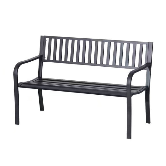 Banco de Jardín de Metal Negro para Exteriores con Capacidad Máxima de 550 lb