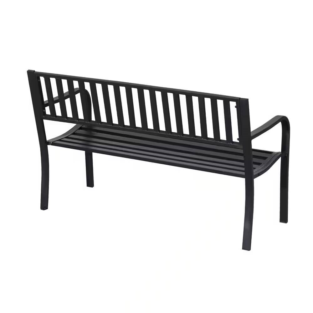 Banco de Jardín de Metal Negro para Exteriores con Capacidad Máxima de 550 lb