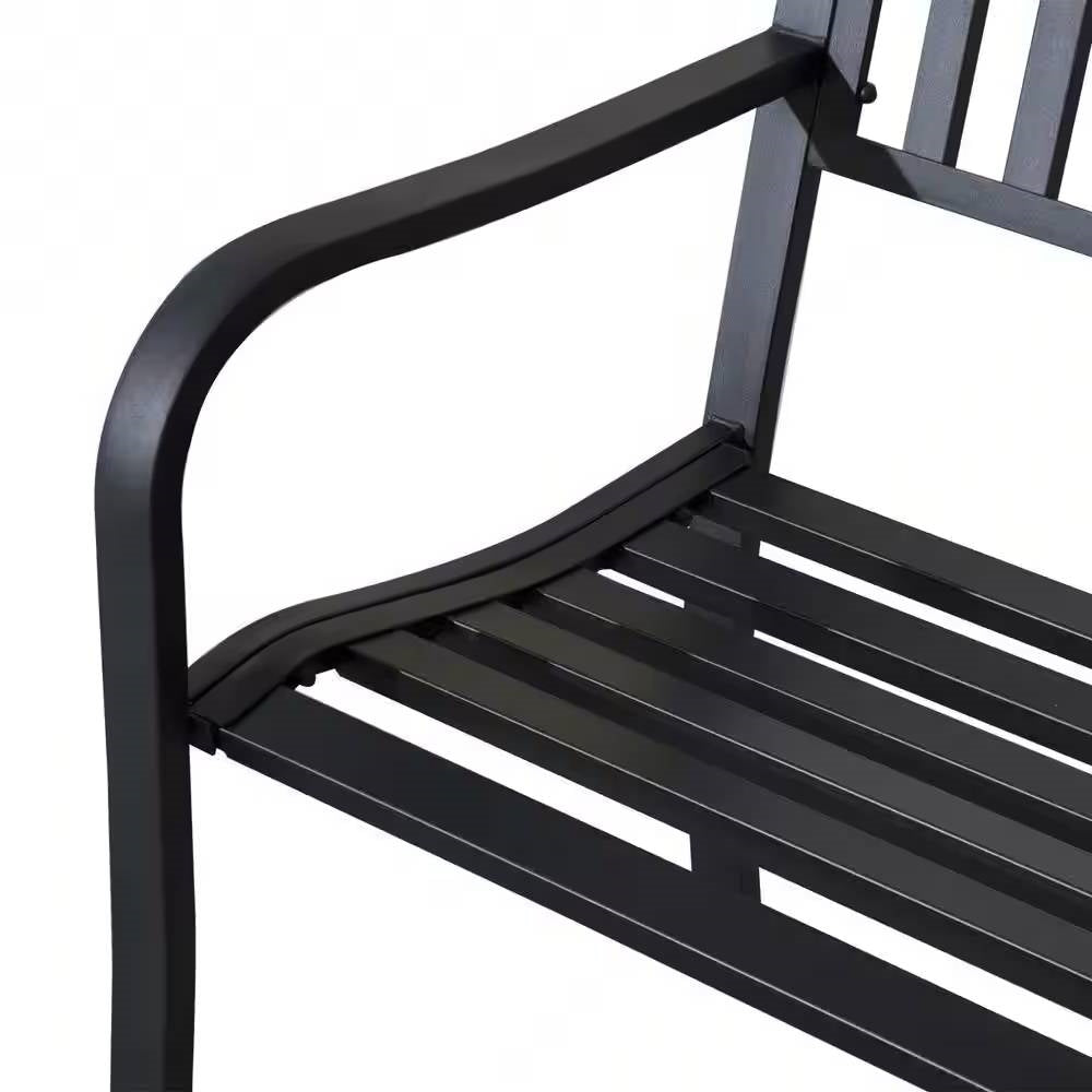 Banco de Jardín de Metal Negro para Exteriores con Capacidad Máxima de 550 lb