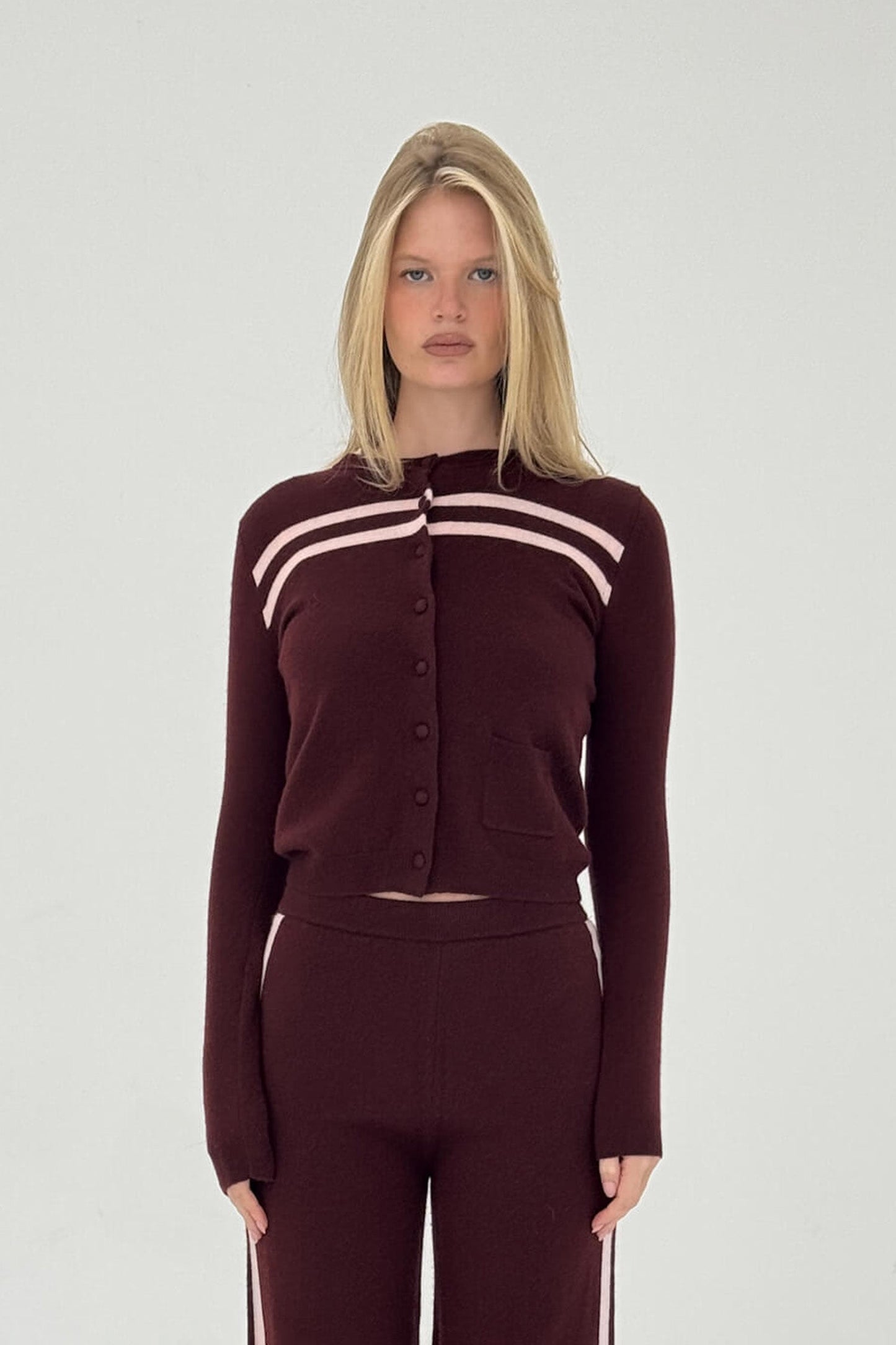 Cashmere Wool Stripe Cardigan