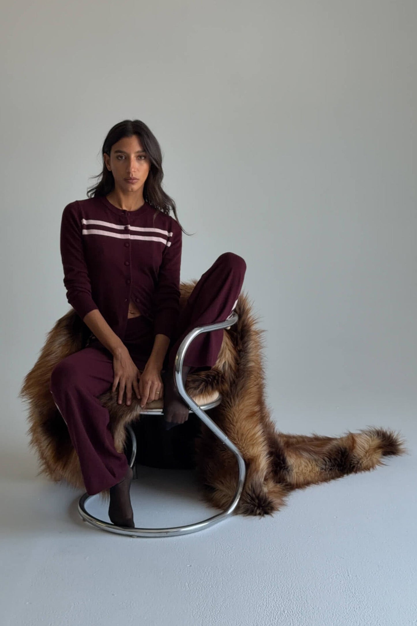 Cashmere Wool Stripe Cardigan