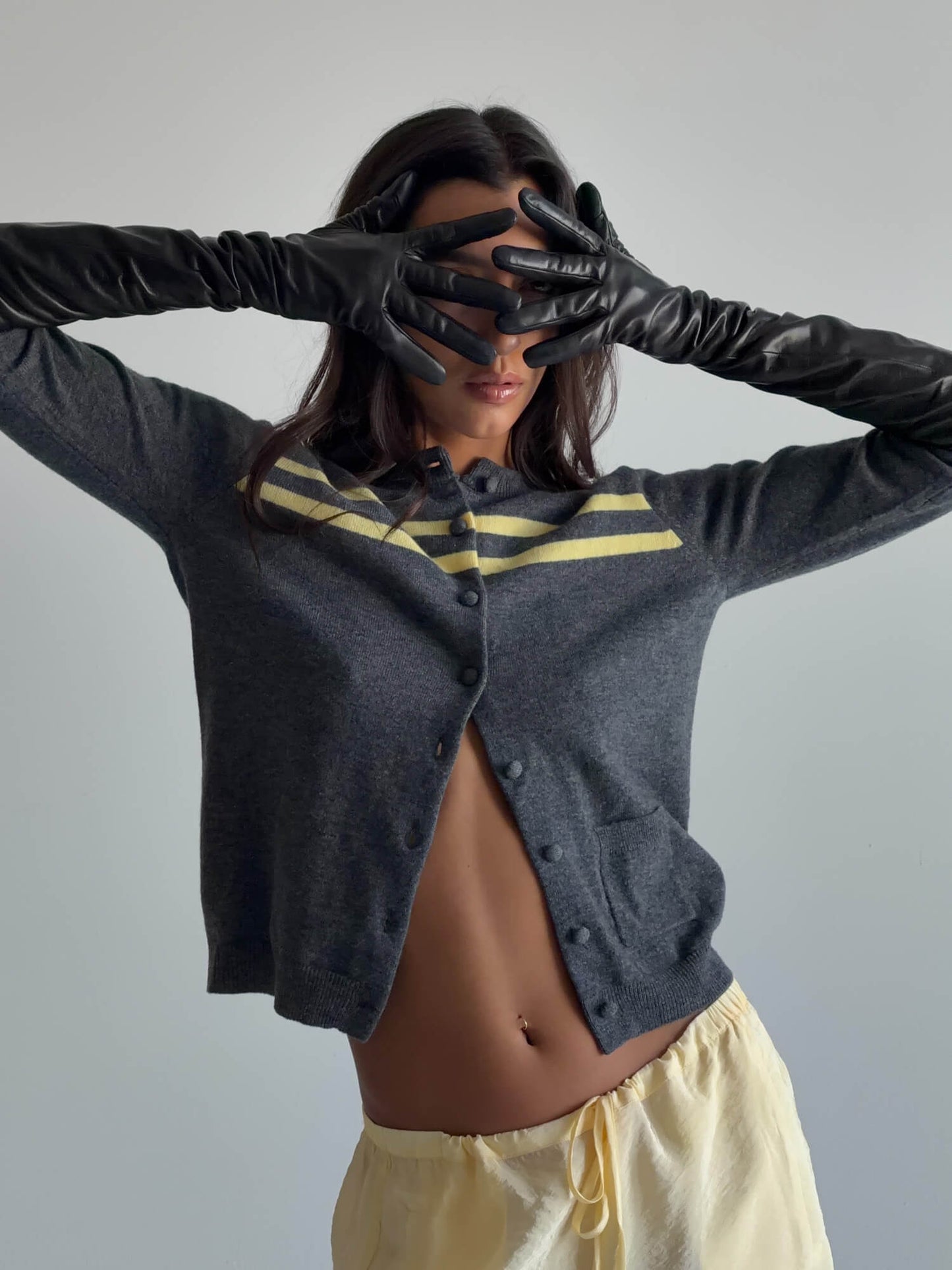 Cashmere Wool Stripe Cardigan