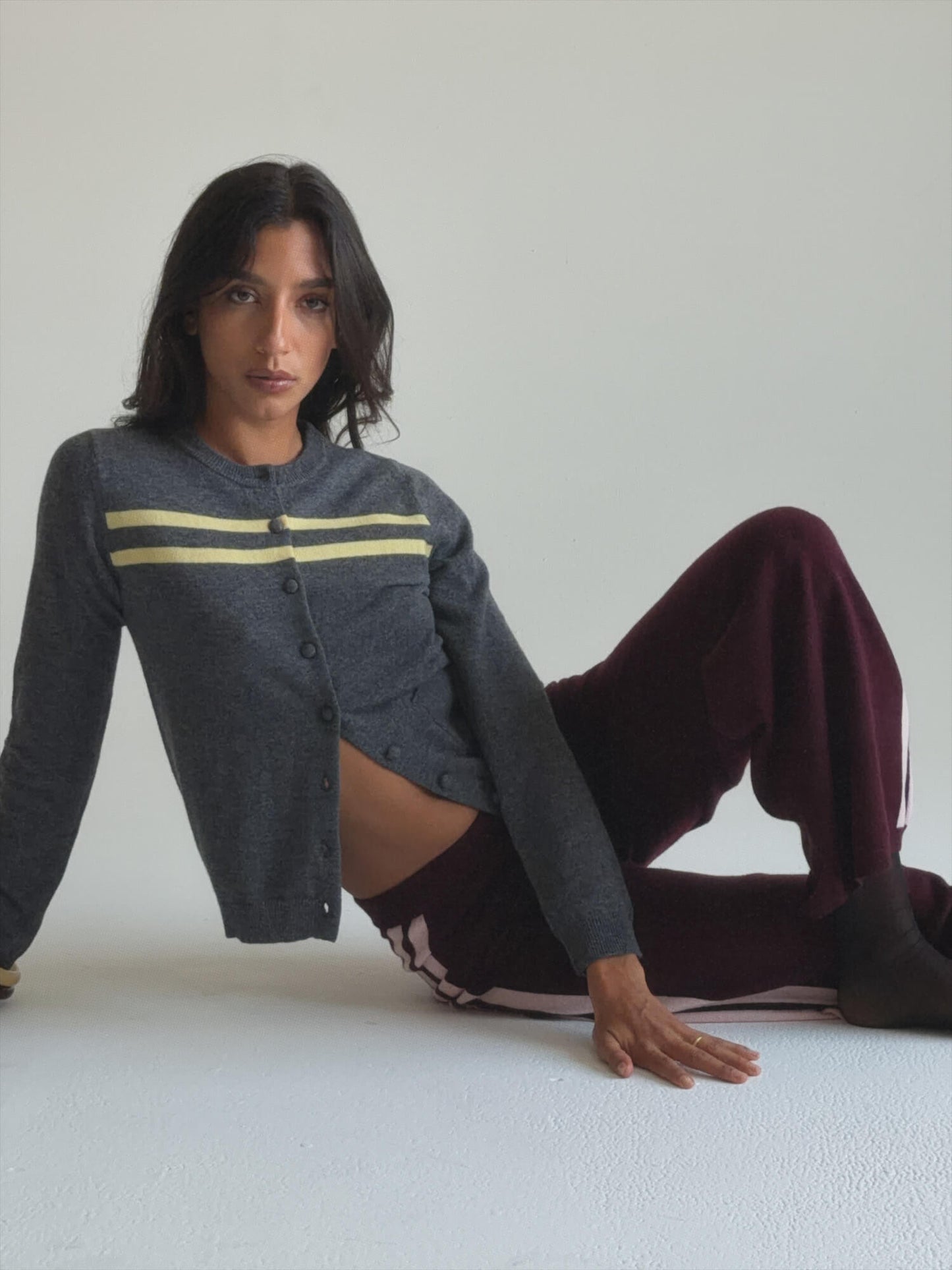 Cashmere Wool Stripe Cardigan