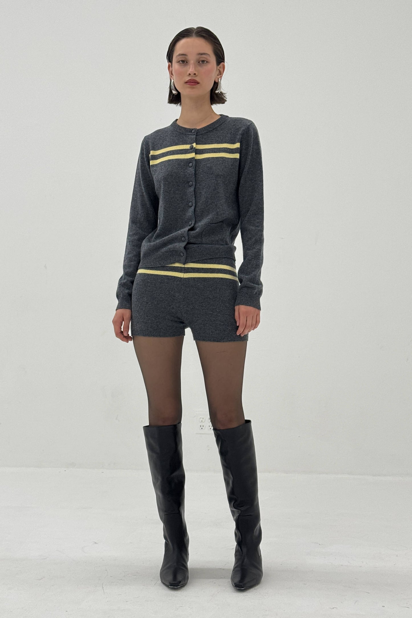 Cashmere Wool Stripe Cardigan