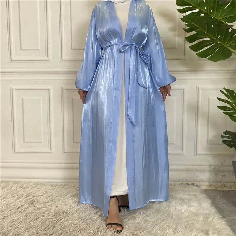 Shiny Silk Lace-Up Cardigan Robe