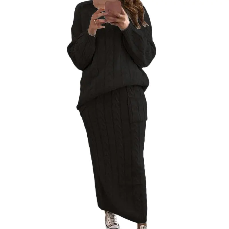 Autumn Winter Women's Fashion Sweater Dress Set