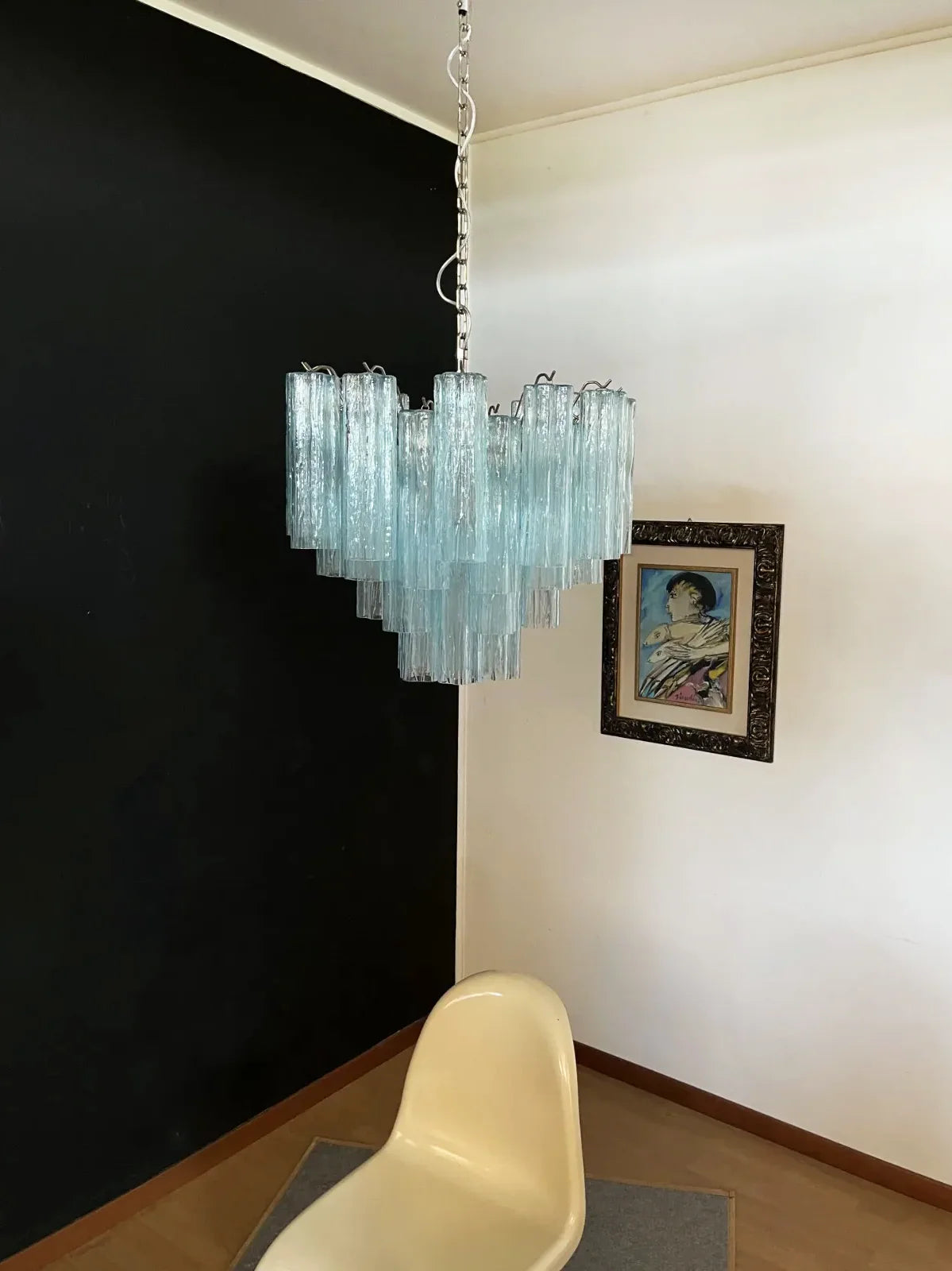 Araña de Tubos de Cristal Azul Murano Fantástica