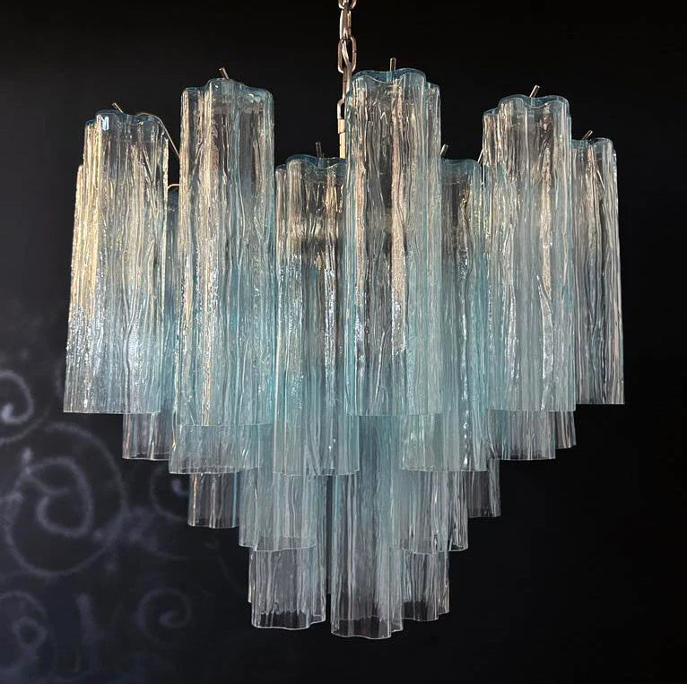 Araña de Tubos de Cristal Azul Murano Fantástica