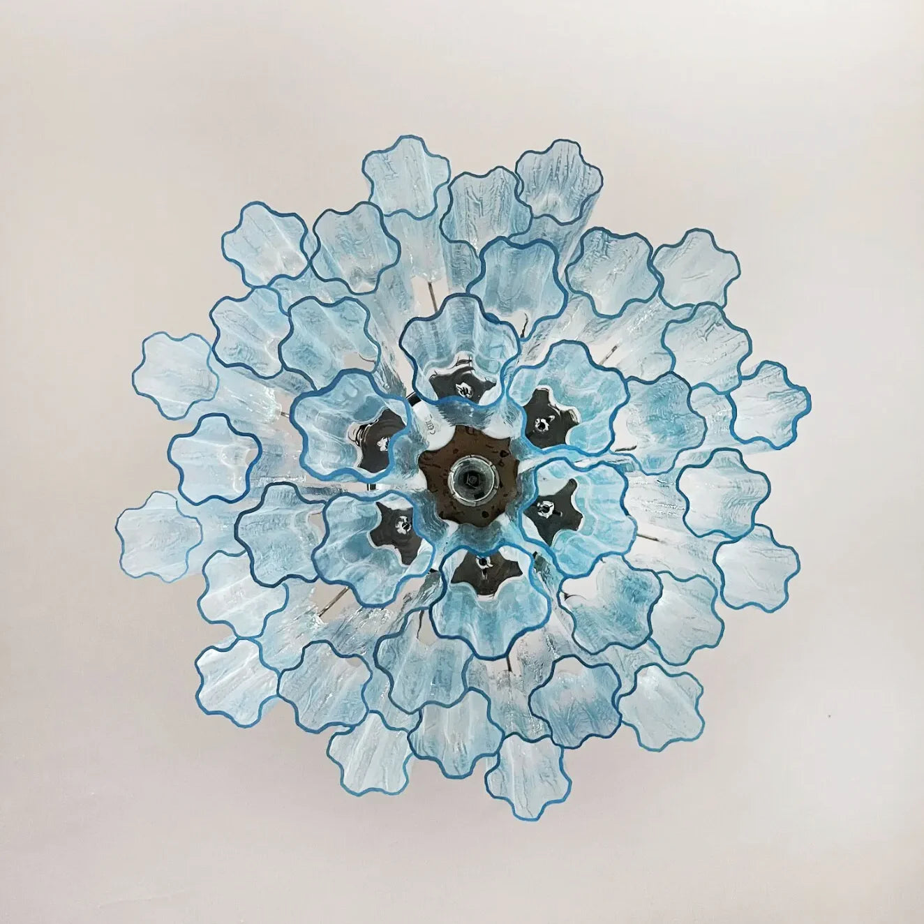 Araña de Tubos de Cristal Azul Murano Fantástica