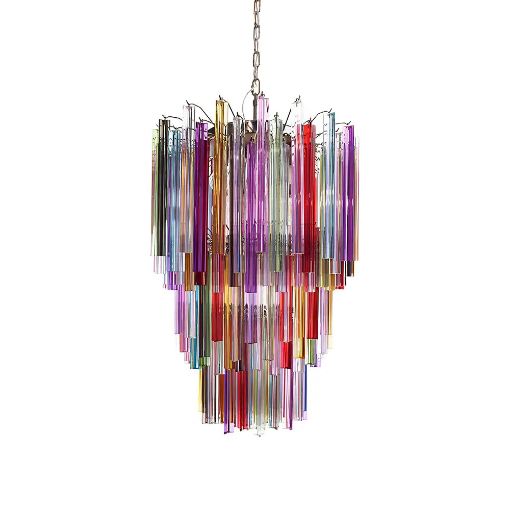 Lámpara de araña de prismas de Murano multicolor fantástica