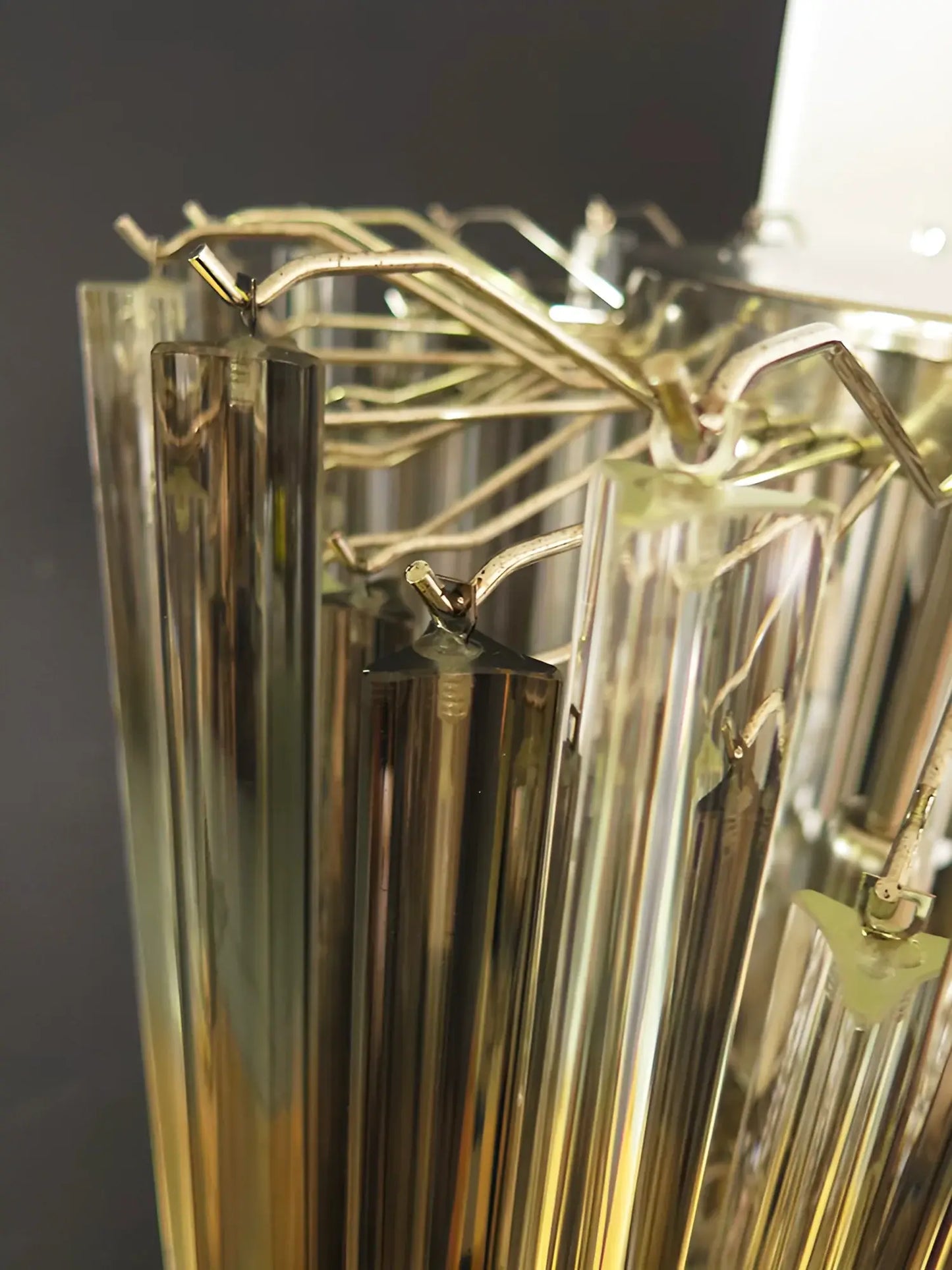 Araña fantástica de Murano con prismas ahumados transparentes