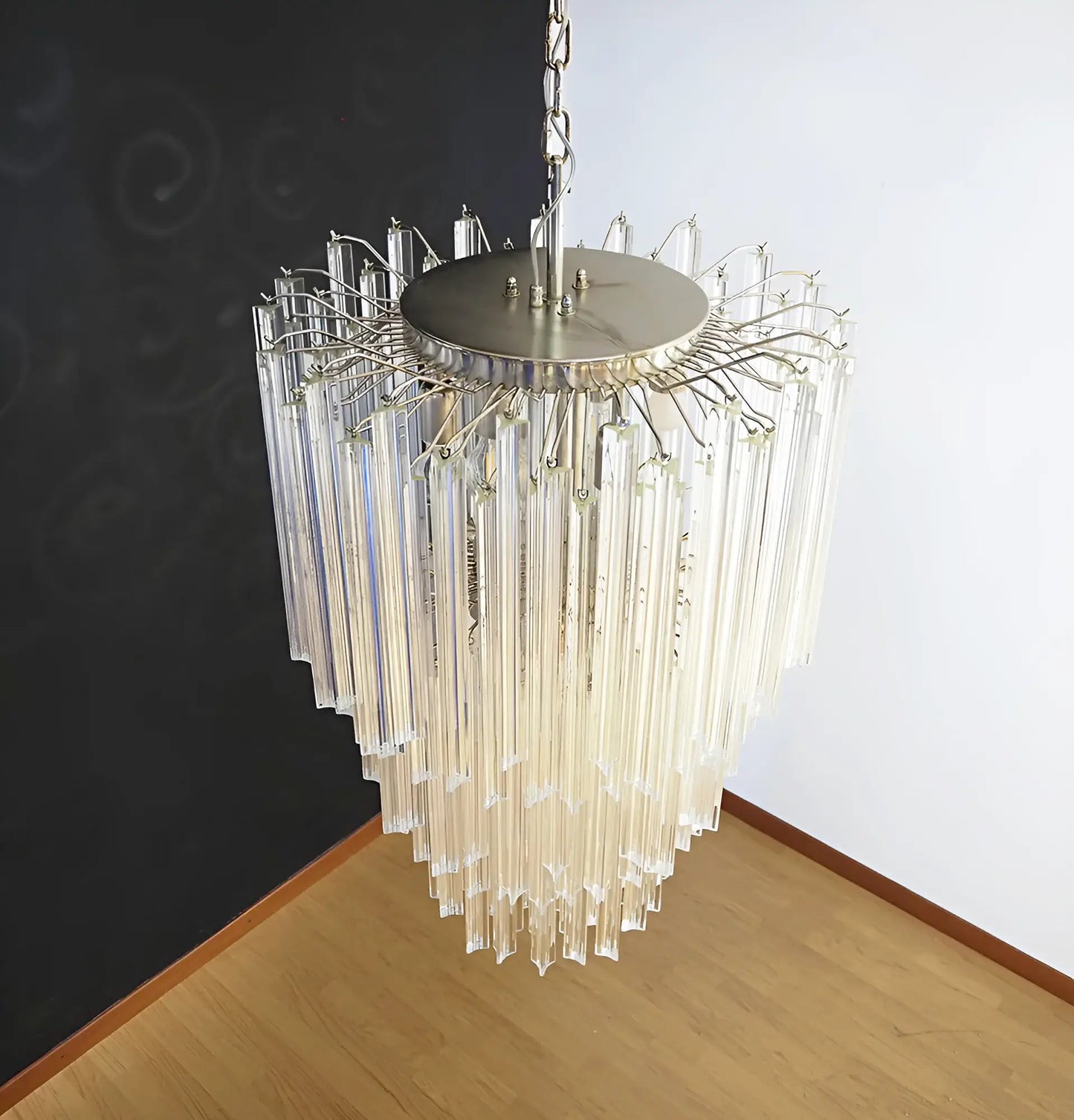 Araña de prismas de Murano transparentes fantástica