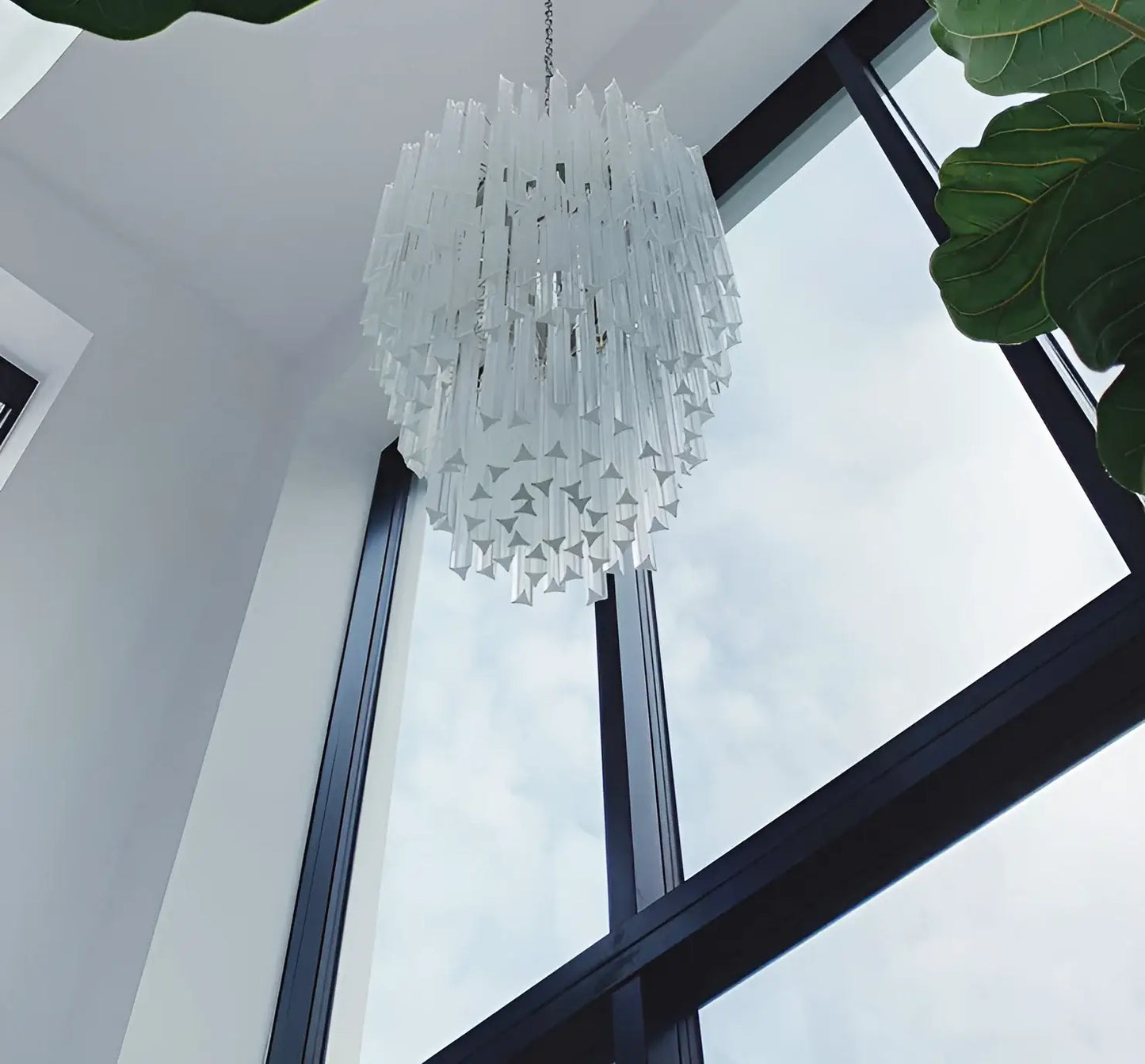Araña de prismas de Murano transparentes fantástica