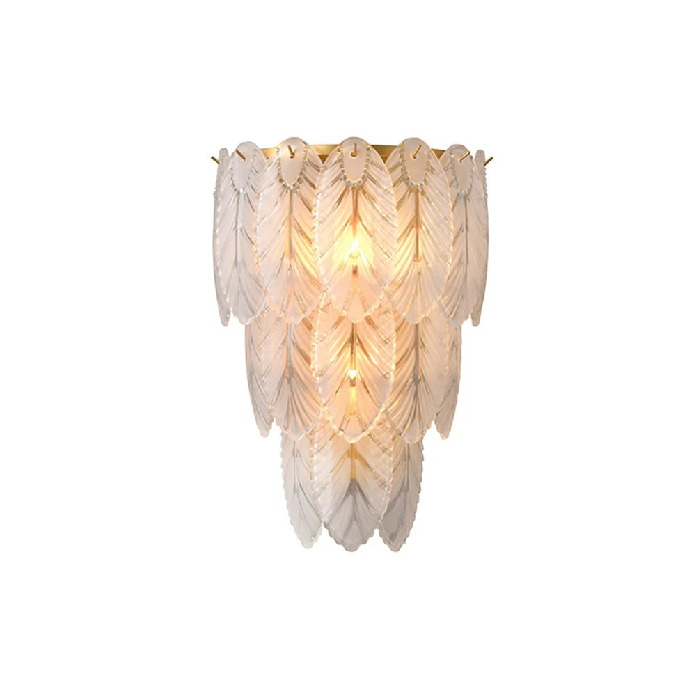 Lámpara de pared de cristal con plumas